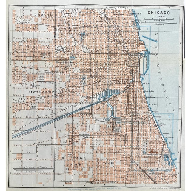 Traditional 1909 Chicago Antique Map For Sale - Image 3 of 3