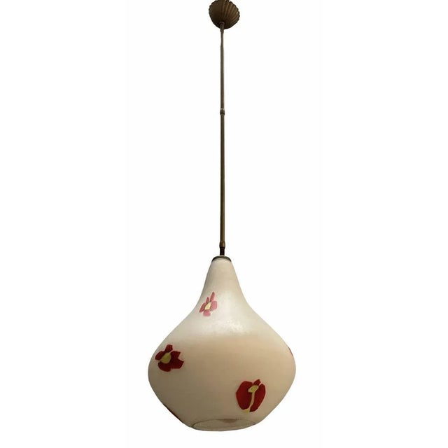 White Vintage Opaline Glass Pendant Lamp For Sale - Image 8 of 8