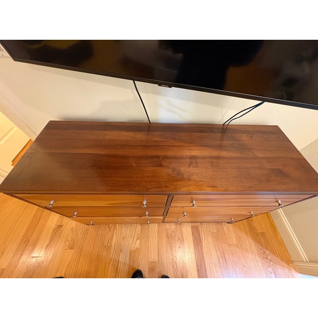 Mid-Century Modern 1990s Copeland Furniture Solid Cherry & Walnut 6-Drawer Double Dresser For Sale - Image 3 of 6