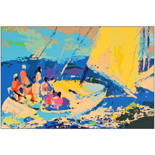 Leroy Neiman Late 20th Century Normandy Sailing Modern Yellow Serigraph LeRoy Neiman For Sale - Image 4 of 7
