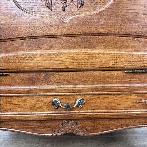 Wood Vintage French Louis XVI Style Oak Carved Nightstand For Sale - Image 7 of 14