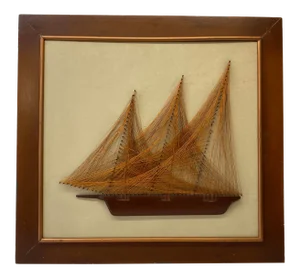 Copper Wire "Three Mast Schooner" by Paul Nuller C.1970s