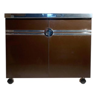 Pierre Cardin / Willy Rizzo / Milo Baughman Bar Cabinet on Castors For Sale