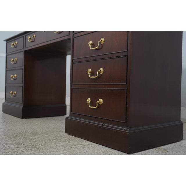 1980s Councill Craftsmen Attributed Mahogany Kneehole File Credenza For Sale - Image 9 of 16