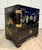 Metal Vintage Chinese Hand-Painted Black Lacquer Chinoiserie Nightstand Side Cabinet For Sale - Image 7 of 17