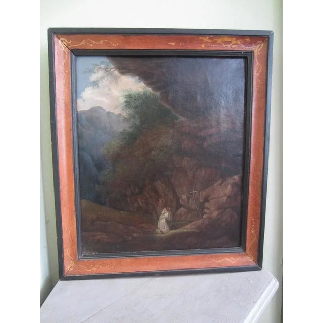 Black Antique Oil Painting of St. Francis, 1800s For Sale - Image 8 of 8
