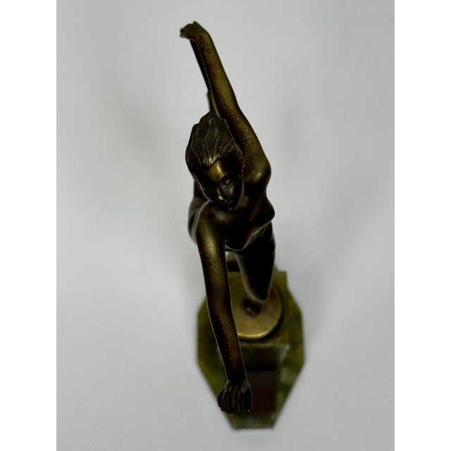 Original Art Deco Bronze Sculpture Dancing Graceful Ballerina by Josef Lorenz Circa 1925 on Onyx Plinth For Sale - Image 10 of 12