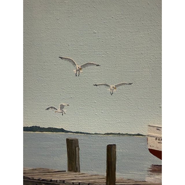 1970's Vintage Realism Coastal Acrylic on Canvas Signed Gloria Pelkey For Sale - Image 4 of 12