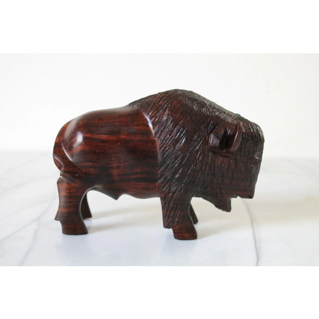 Vintage Hand Carved Iron Wood American Buffalo / Bison Sculpture For Sale In Milwaukee - Image 6 of 9