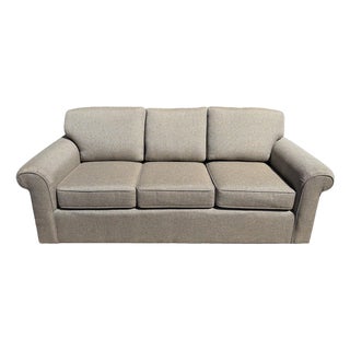 Hickory-Fry Light Brown Upholstered Sofa For Sale
