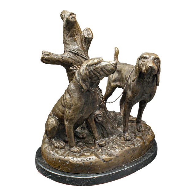 1950's Vintage Bronze Bloodhound Ornament For Sale