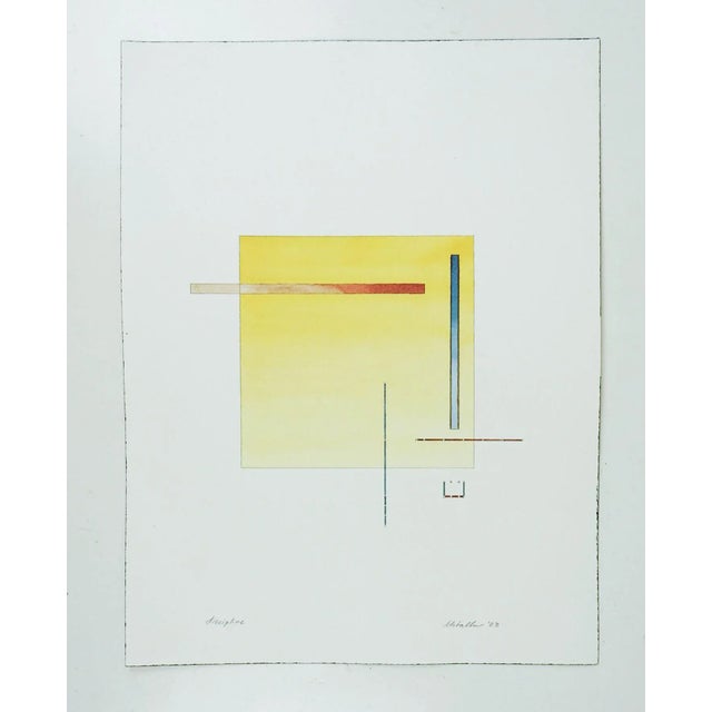 Abstract Yellow Block Geometric Watercolor Painting For Sale - Image 4 of 5