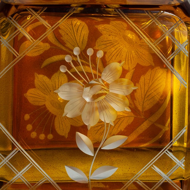 1930s 1930s Bohemian Amber Crystal Decanter Set – 6 Piece Art Deco Karl Palda Style For Sale - Image 5 of 11