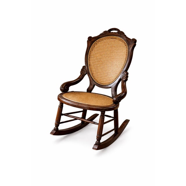 Victorian Antique Victorian Eastlake Cane Rocking Chair, Attributed to Lippincott, Circa 1900 For Sale - Image 3 of 8