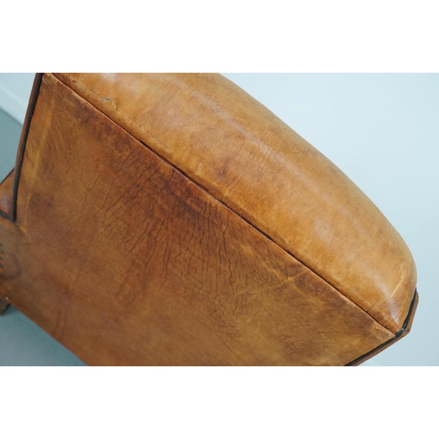 Vintage French Cognac-Colored Leather Club Chair, 1950s For Sale - Image 14 of 18
