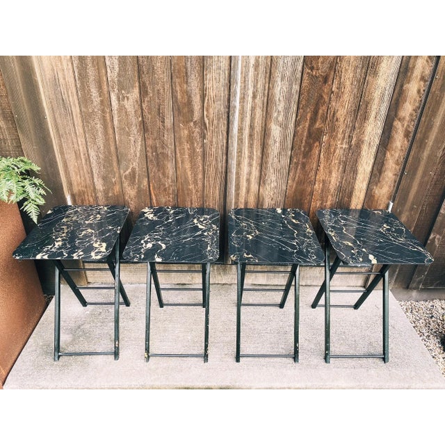 Mid 20th Century Set of 4 American Black-Painted Folding Table Trays by Artex For Sale - Image 12 of 12