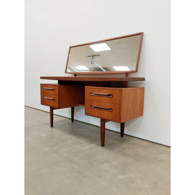 Authentic vintage mid century modern teak dressing table / vanity / desk with mirror. "Fresco" series designed by Victor...