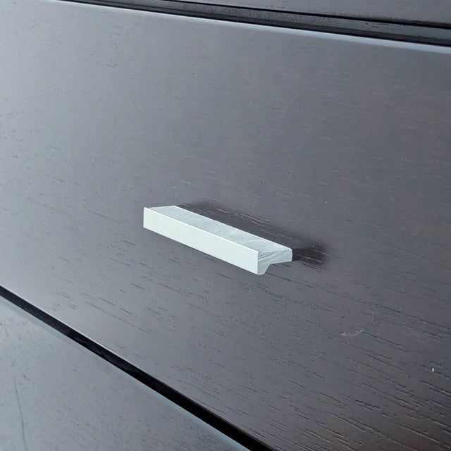 Modern 5-Drawer Dark Wood Dresser With Sleek Metal Handles For Sale - Image 9 of 9