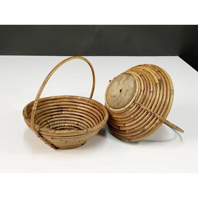 Mid-Century Bamboo and Rattan Bowls, 1970s, Set of 2 For Sale - Image 12 of 18