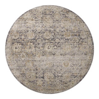 Jean Stoffer x Loloi Katherine Charcoal / Gold 9'-6" x 9'-6" Round Area Rug For Sale