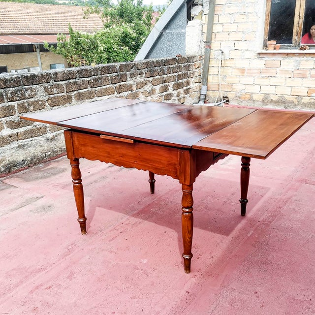 Extendable Pull-Out Table in Solid Fir Wood, Italy, 19th Century For Sale - Image 16 of 17
