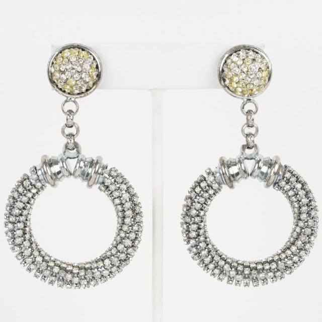 Baroque Gianfranco Ferre Crystal Jeweled Clip Earrings For Sale - Image 3 of 8
