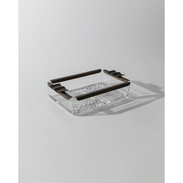 Art Deco Ashtray in Crystal Glass and Metal, Italy, 1930s For Sale - Image 8 of 11