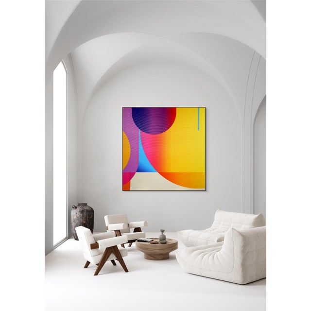 Abstract Contemporary Abstract Matte Gel Applied on Fine Art Digital Printed Canvas "Tangerine Nuit Mimosa # Esperanza" by Jerome Tham Vo My For Sale - Image 3 of 7