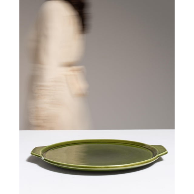 1970s France Forest Green Ceramic Platter For Sale - Image 11 of 15