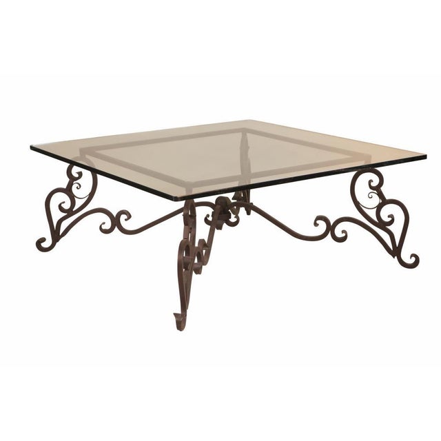 Baroque Style Wrought Iron and Glass Low Table, 20th Century For Sale - Image 11 of 11