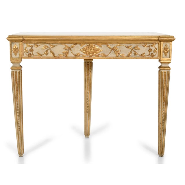 Italian Painted Giltwood Marble-Top Console / Entry Table Italian, Early to Mid- For Sale - Image 11 of 11