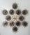 Italian midcentury flush mount with twelve smoky Murano glass shades carefully hand blown with bubbles inside the glass...
