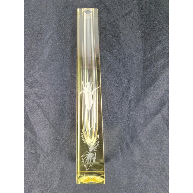 Citrine Drop Cut Engraved Glass Vase by Antonin Drobnik for ZBS, 1960s For Sale - Image 13 of 14