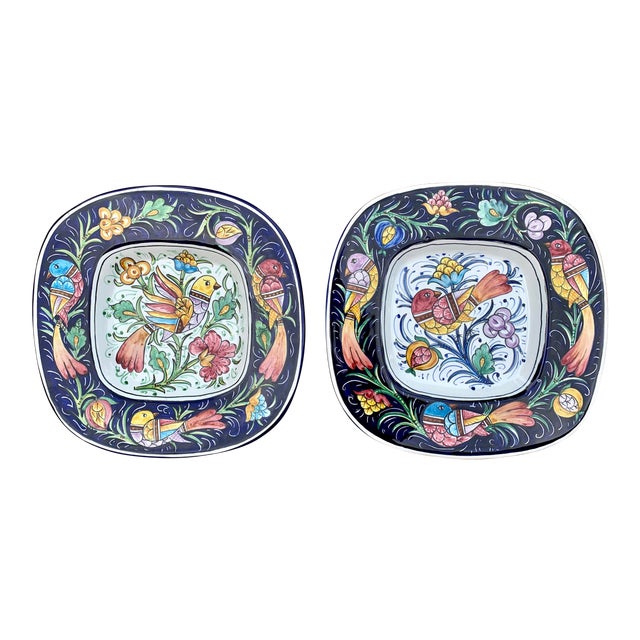 Italian Ceramic Hand Painted Wall Plates Set Of 2 Chairish