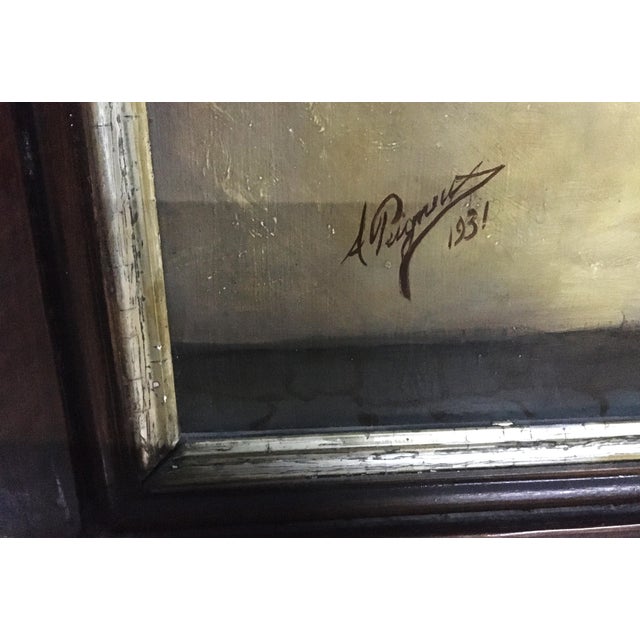 A large, heavy, religious oil painting on board in a massive frame "Signed, illegible signature" dated 1931 "interwar...