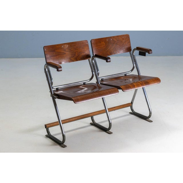 1930s Bauhaus Two-Seat Folding Bench, Czechoslovakia, 1930s, Set of 2 For Sale - Image 5 of 8