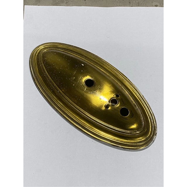 vintage brass stamped steel oval sconce backplate with five m holes 8” x 4” 1” holes