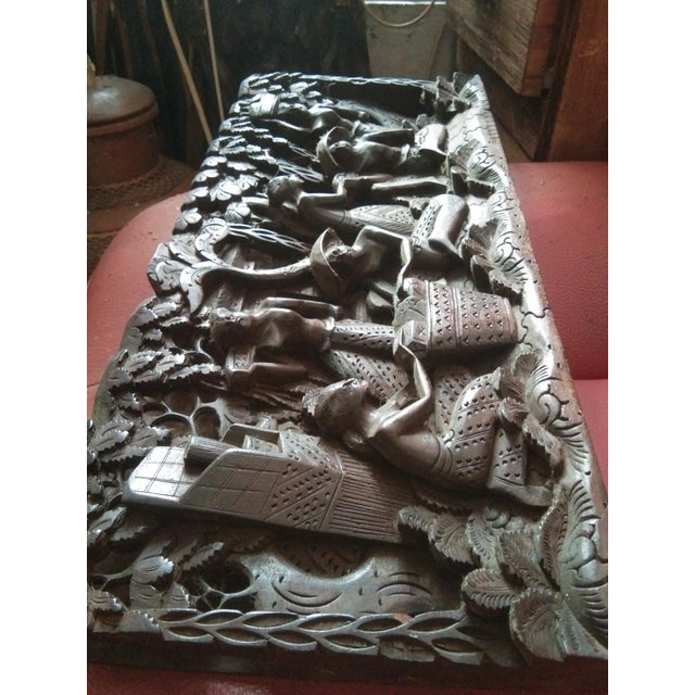 Tribal Vintage 70s Balinese Relief Craved For Sale - Image 3 of 7