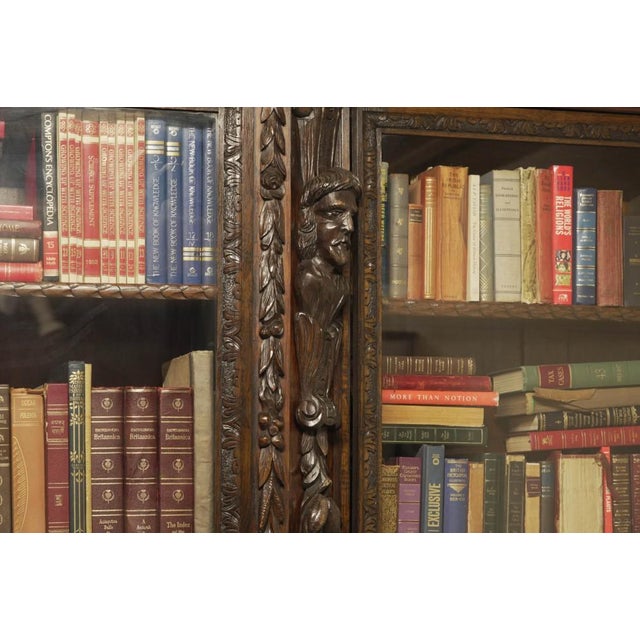 Victorian Carved Oak Breakfront Bookcase, 1870s For Sale - Image 16 of 18