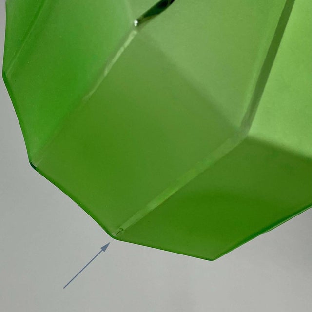 Swedish Green Uranium Glass and Burnished Brass Pendant from Böhlmarks, 1930s For Sale - Image 17 of 18