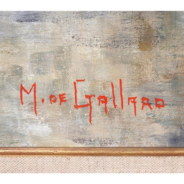 Michel De Gallard, French Expressionist School of Paris Oil Painting Women with Umbrellas Rainy Day, mid 20th C For Sale - Image 9 of 13