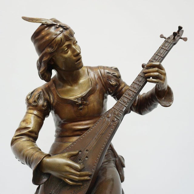 Oysel, Le Troubadour Sculpture, Late 19th Century, Bronze For Sale - Image 14 of 15