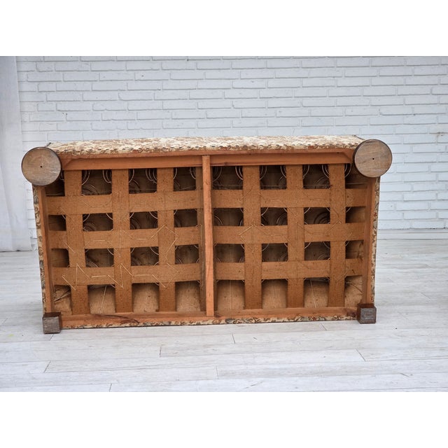 Danish Oak 2-Seater Sofa in Beige & Brown Furniture Fabric, 1950s For Sale - Image 15 of 17