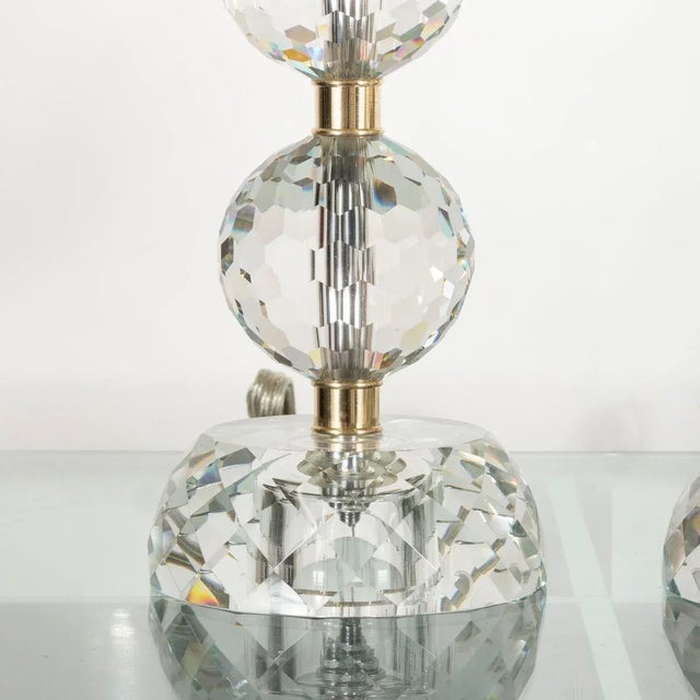 Glass Vintage Pair of Faceted Sphere Table Lamps For Sale - Image 7 of 9