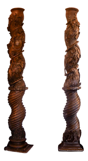 Solomonic Columns in Carved and Gilded Wood, Italy, 17th Century, Set of 2