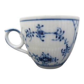 Royal Copenhagen Denmark 1/79 Plain Blue Flower Fluted Flat Cup For Sale