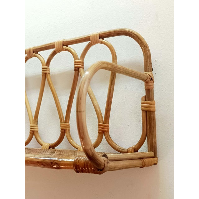 Wood Vintage Rattan Wall Shelf, 1970s For Sale - Image 7 of 9