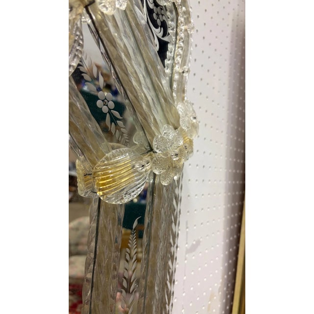 Italian Venetian Murano Gold and Clear Octagonal Vertical Mirror 43 X 24 1/2 For Sale - Image 3 of 4