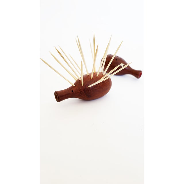 Scandinavian-modernist table accessories from the 1950s in denmark: set of two hedgehog toothpick holders in very good...