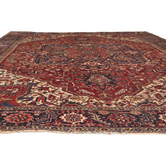 American Antique Persian Heriz Rug, 10'05 X 13'08 For Sale - Image 3 of 10